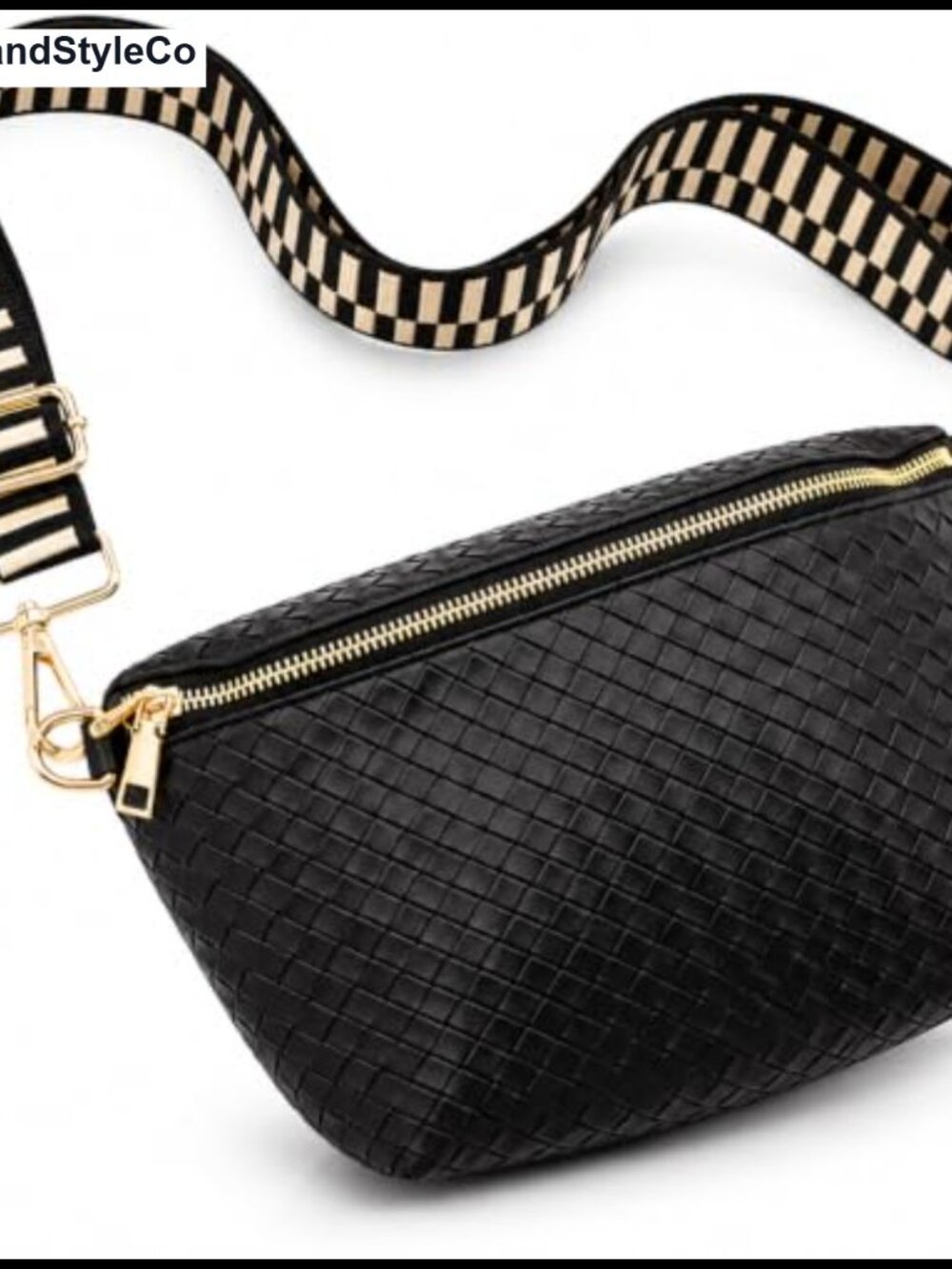 Woven Crossbody Bag Vegan Leather Sling Handbag for Women